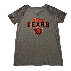 NFL TEEN Apparel Top JR. Women's Short Sleeve Crew Neck CHICAGO BEARS Tee Gray L